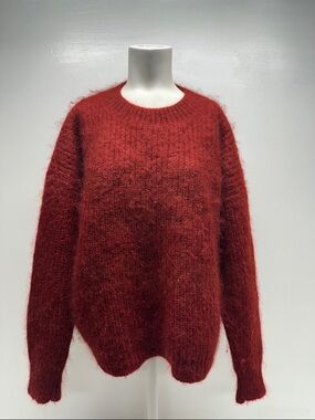 Sally LaPointe Sweater Mohair Wool Knit Long Sleeve Top Red Oversized M / L